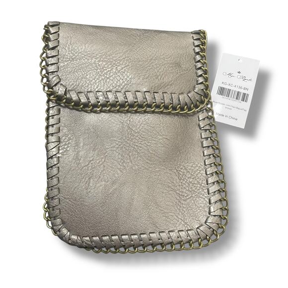 Muse Royale Link Chain Crossbody Bronze Mini Bag Flap Top Snap Vacation Purse - Picture 3 of 14